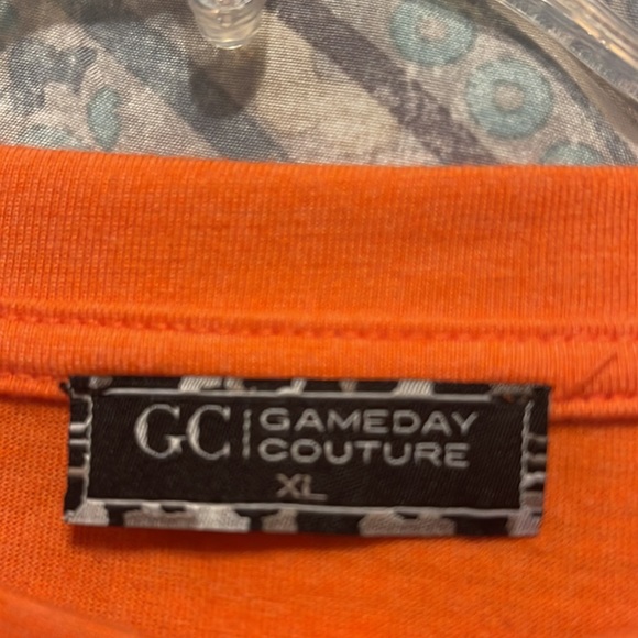 Game day Couture, orange with leopard print sleeves. Size XL - Picture 4 of 4